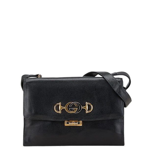 グッチ ズゥミ ショルダーバッグ 576388 ブラック レザー レディース GUCCI 【中古】