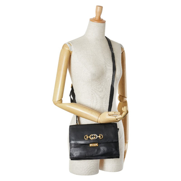 グッチ ズゥミ ショルダーバッグ 576388 ブラック レザー レディース GUCCI 【中古】