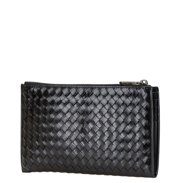 ボッテガヴェネタ イントレチャート ポーチ ブラック レザー レディース BOTTEGAVENETA 【中古】