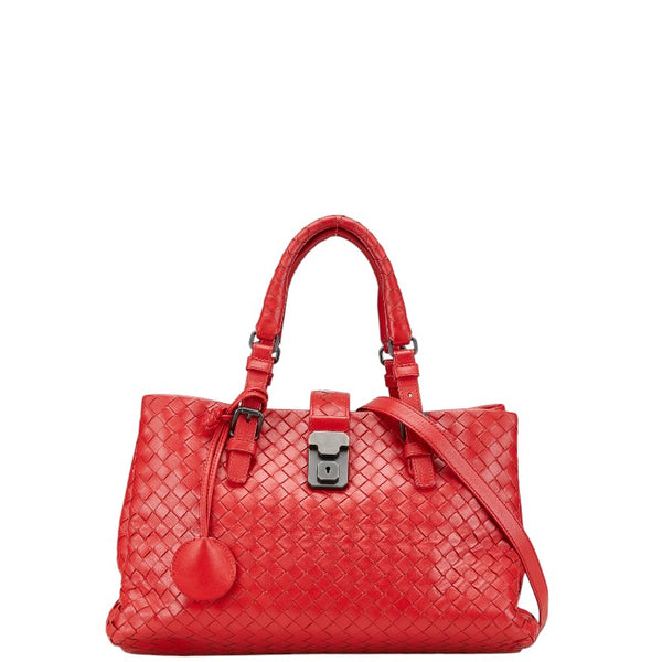 ボッテガヴェネタ イントレチャート ハンドバッグショルダーバッグ2WAY レッド レザー レディース BOTTEGAVENETA 【中古】