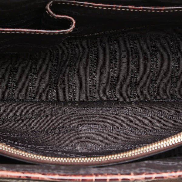 セリーヌ ブギーバッグ ハンドバッグ ブラウン キャンバス レザー レディース CELINE 【中古】