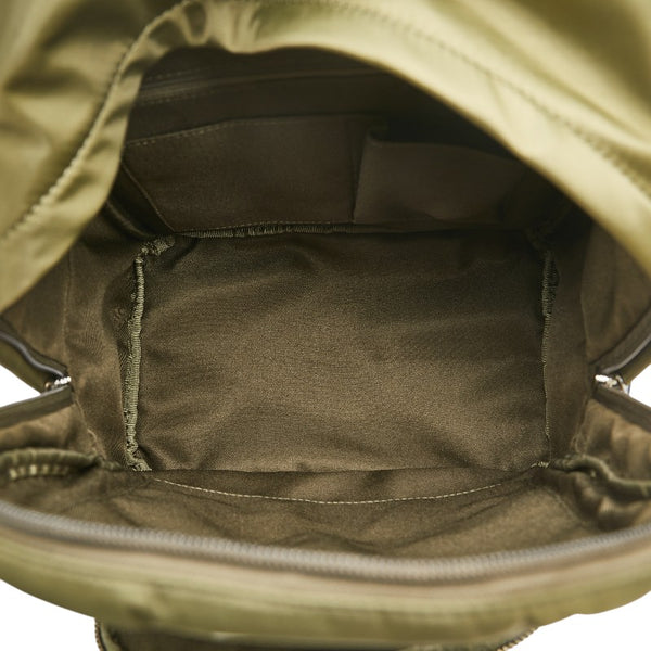 サマンサタバサ ロゴデザイン リュック バックパック カーキ ブラック ナイロン レザー レディース Samantha Thavasa 【中古】