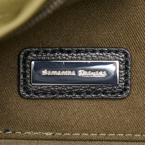 サマンサタバサ ロゴデザイン リュック バックパック カーキ ブラック ナイロン レザー レディース Samantha Thavasa 【中古】