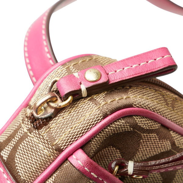 コーチ シグネチャー ウエストバッグ ポーチ ボディバッグ ベージュ ピンク キャンバス レザー レディース COACH 【中古】