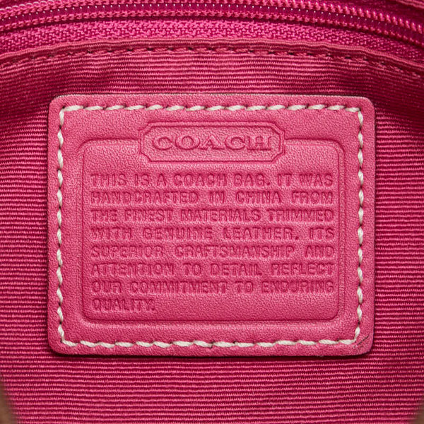 コーチ シグネチャー ウエストバッグ ポーチ ボディバッグ ベージュ ピンク キャンバス レザー レディース COACH 【中古】