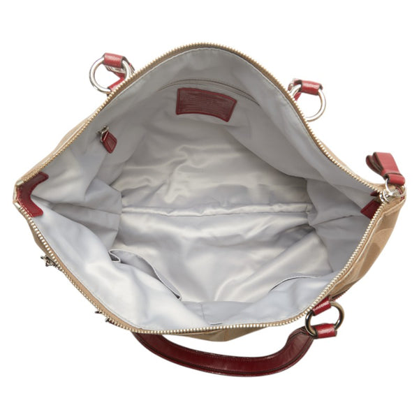 コーチ シグネチャー ハンドバッグ トートバッグ F20026 ベージュ レッド キャンバス ナイロン レディース COACH 【中古】