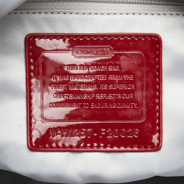 コーチ シグネチャー ハンドバッグ トートバッグ F20026 ベージュ レッド キャンバス ナイロン レディース COACH 【中古】