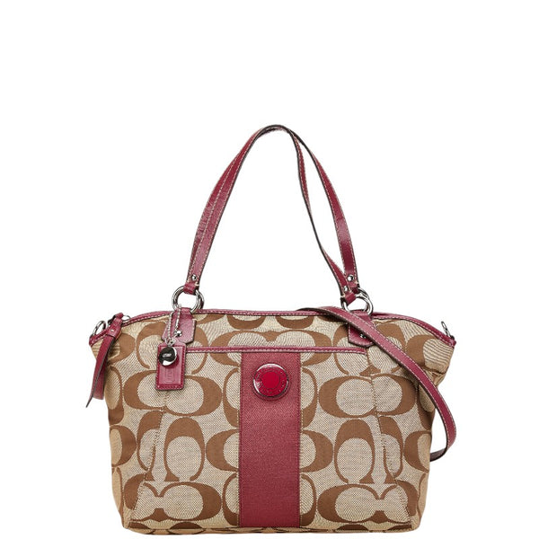コーチ シグネチャー ハンドバッグ ショルダーバッグ 2WAY F19203 ベージュ ピンク レザー レディース COACH 【中古】