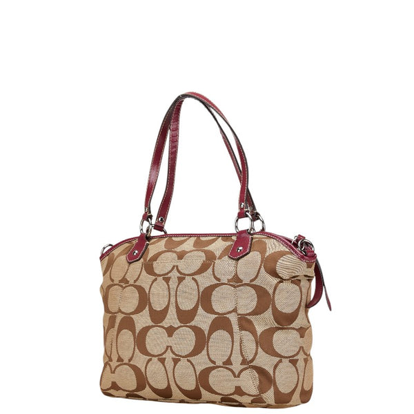 コーチ シグネチャー ハンドバッグ ショルダーバッグ 2WAY F19203 ベージュ ピンク レザー レディース COACH 【中古】