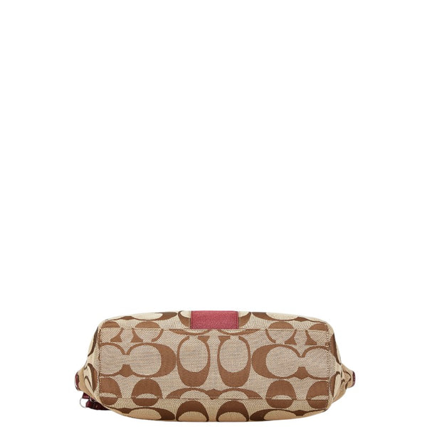 コーチ シグネチャー ハンドバッグ ショルダーバッグ 2WAY F19203 ベージュ ピンク レザー レディース COACH 【中古】