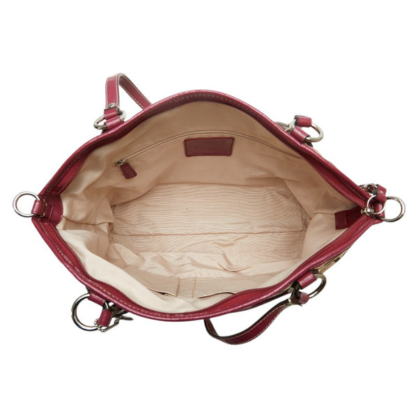 コーチ シグネチャー ハンドバッグ ショルダーバッグ 2WAY F19203 ベージュ ピンク レザー レディース COACH 【中古】