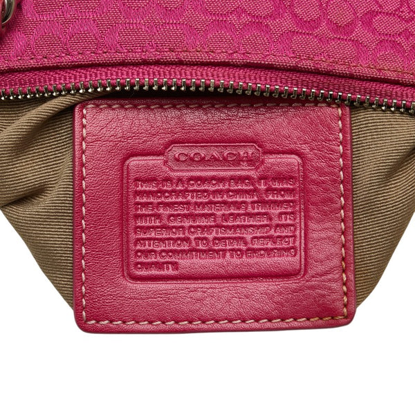 コーチ シグネチャー ショルダーバッグ ピンク レザー スエード レディース COACH 【中古】