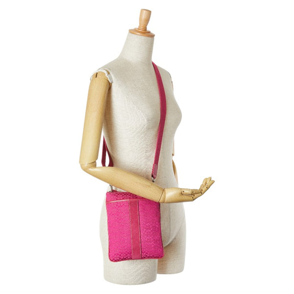 コーチ シグネチャー ショルダーバッグ ピンク レザー スエード レディース COACH 【中古】