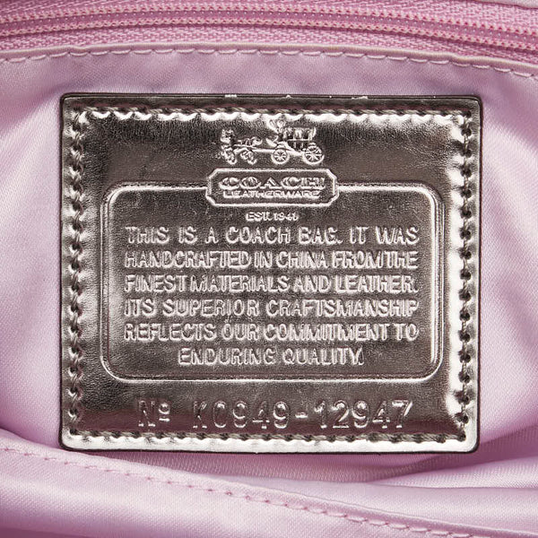 コーチ シグネチャー マディソン オプアート ハンドバッグ ショルダーバッグ 2WAY ベージュ ピンク キャンバス レザー レディース COACH 【中古】