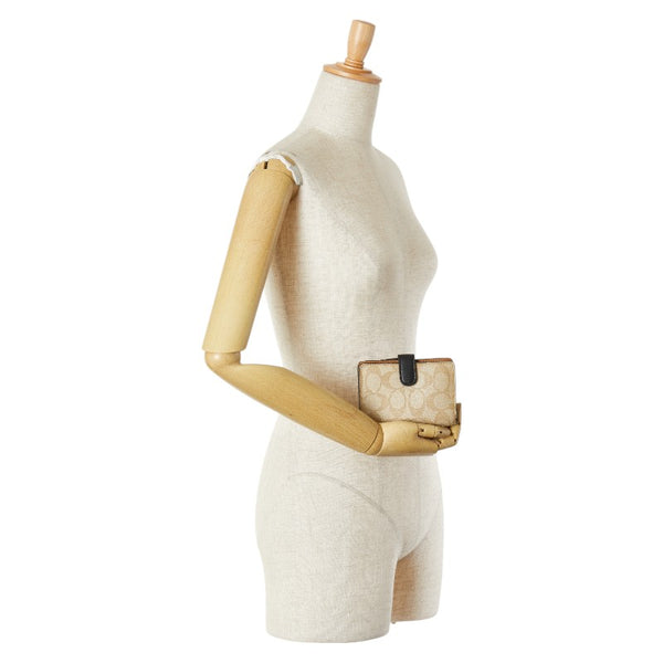 コーチ シグネチャー 二つ折り財布 F27147 ベージュ ブラウン PVC レザー レディース COACH 【中古】