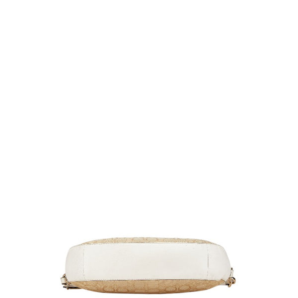 コーチ シグネチャー ハンドバッグ ショルダーバッグ 2WAY 37584 ベージュ ホワイト キャンバス レザー レディース COACH 【中古】