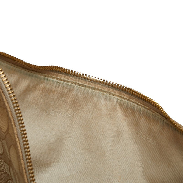 コーチ シグネチャー ハンドバッグ ショルダーバッグ 2WAY 37584 ベージュ ホワイト キャンバス レザー レディース COACH 【中古】