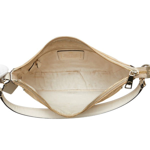 コーチ シグネチャー ハンドバッグ ショルダーバッグ 2WAY 37584 ベージュ ホワイト キャンバス レザー レディース COACH 【中古】