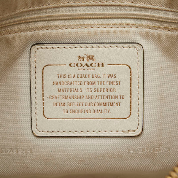 コーチ シグネチャー ハンドバッグ ショルダーバッグ 2WAY 37584 ベージュ ホワイト キャンバス レザー レディース COACH 【中古】