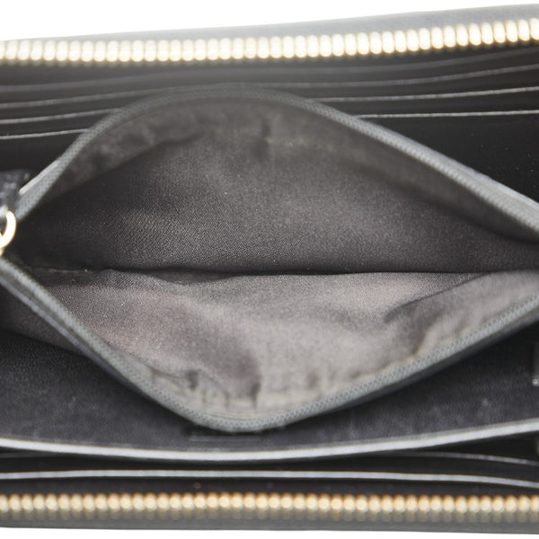 コーチ シグネチャー 長財布 ラウンドファスナー ブラック グレー レザー キャンバス レディース COACH 【中古】