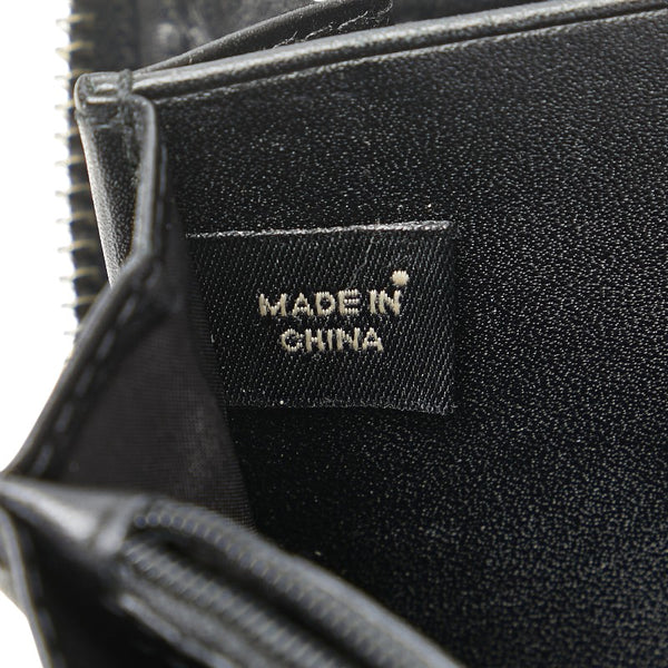 コーチ シグネチャー 長財布 ラウンドファスナー ブラック グレー レザー キャンバス レディース COACH 【中古】