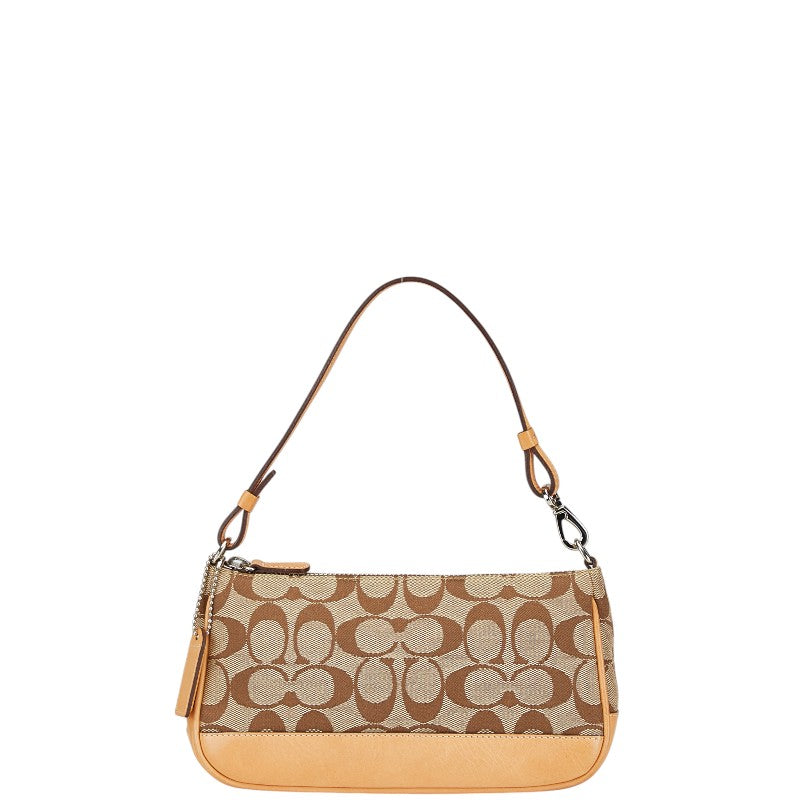 コーチ シグネチャー ワンショルダーバッグ ハンドバッグ 06094 ベージュ キャンバス レザー レディース COACH 【中古】