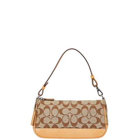 コーチ シグネチャー ワンショルダーバッグ ハンドバッグ 06094 ベージュ キャンバス レザー レディース COACH 【中古】