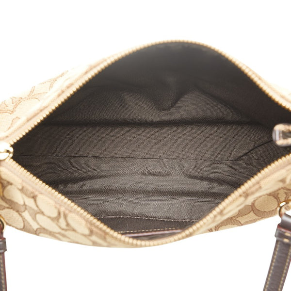 コーチ シグネチャー 斜め掛け ショルダーバッグ F55663 ブラウン キャンバス レザー レディース COACH 【中古】