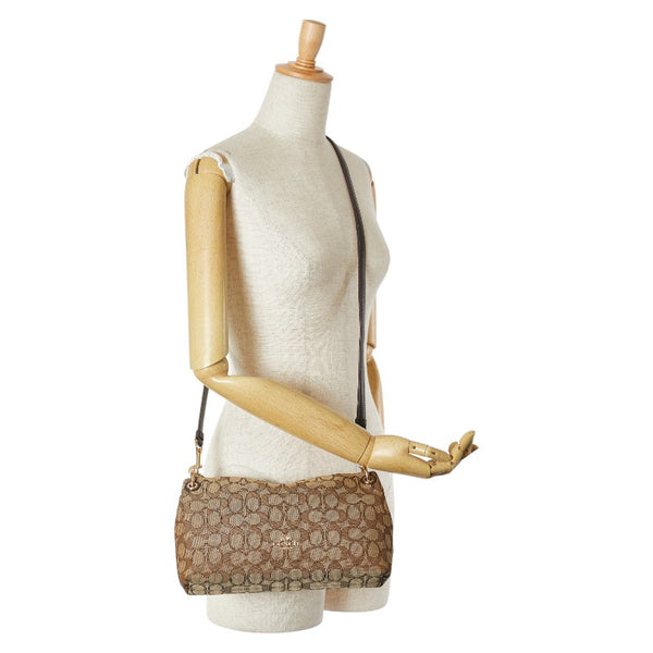 コーチ シグネチャー 斜め掛け ショルダーバッグ F55663 ブラウン キャンバス レザー レディース COACH 【中古】