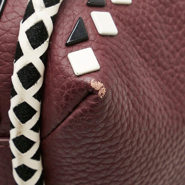 ケイトスペード ハンドバッグ トートバッグ ワインレッド ホワイト ブラック レザー レディース Kate Spade 【中古】