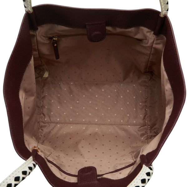 ケイトスペード ハンドバッグ トートバッグ ワインレッド ホワイト ブラック レザー レディース Kate Spade 【中古】