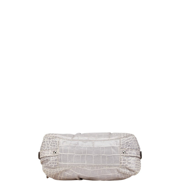 コーチ クロコ型押し ハンドバッグ 14602 グレー レザー レディース COACH 【中古】