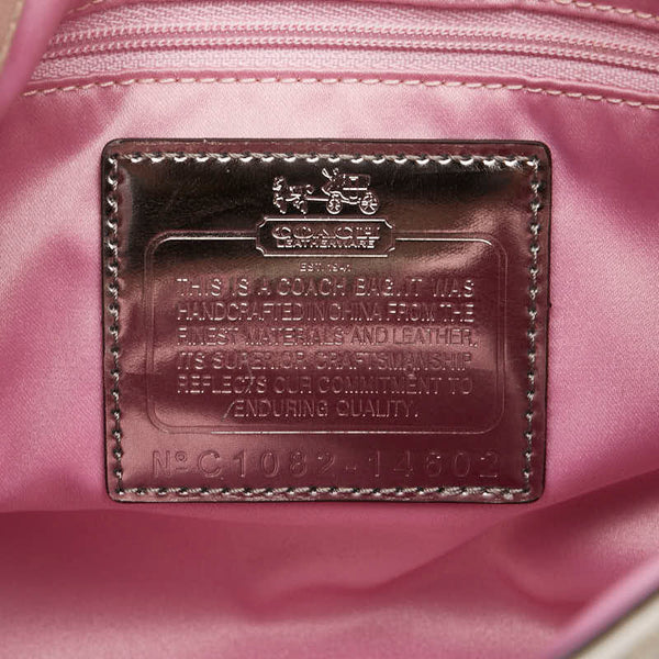 コーチ クロコ型押し ハンドバッグ 14602 グレー レザー レディース COACH 【中古】