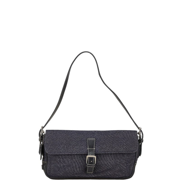 コーチ ワンショルダーバッグ ハンドバッグ ネイビー デニム レザー レディース COACH 【中古】