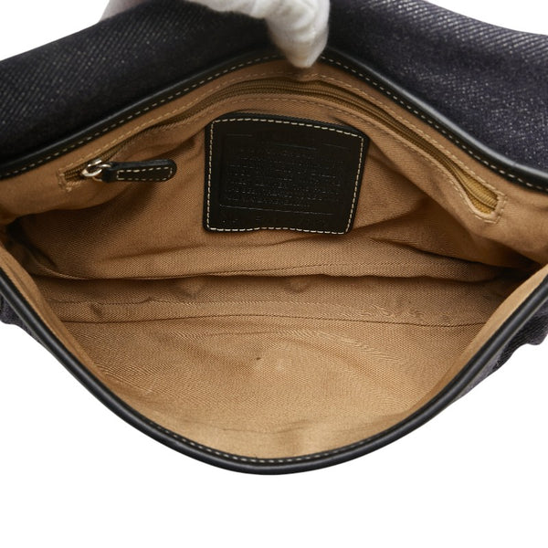 コーチ ワンショルダーバッグ ハンドバッグ ネイビー デニム レザー レディース COACH 【中古】