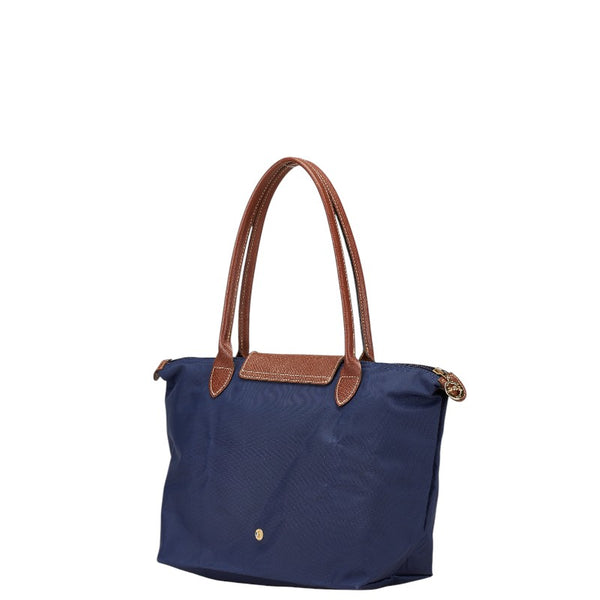 ロンシャン ル プリアージュ M トートバッグ ネイビー ブラウン ナイロン レザー レディース Longchamp 【中古】