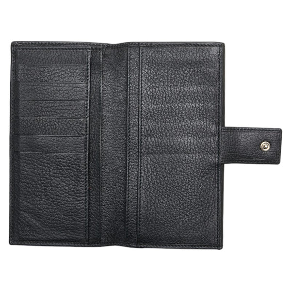 グッチ GGキャンバス 長財布 143389 F5DIN 1160 ブラック キャンバス レザー レディース GUCCI 【中古】