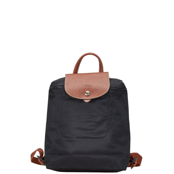 ロンシャン プリアージュ リュック バックパック ブラック ブラウン ナイロン レザー レディース Longchamp 【中古】