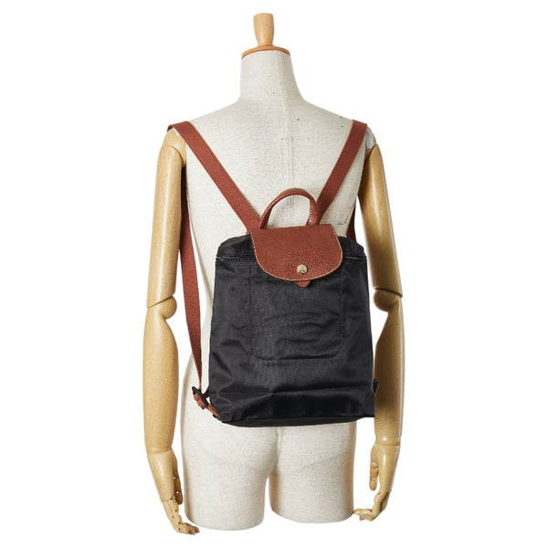 ロンシャン プリアージュ リュック バックパック ブラック ブラウン ナイロン レザー レディース Longchamp 【中古】