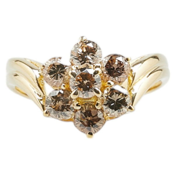 K18YG イエローゴールド ダイヤ1.00ct 花 フラワー モチーフ リング 指輪 レディース 10.5号 【中古】