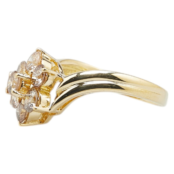 K18YG イエローゴールド ダイヤ1.00ct 花 フラワー モチーフ リング 指輪 レディース 10.5号 【中古】