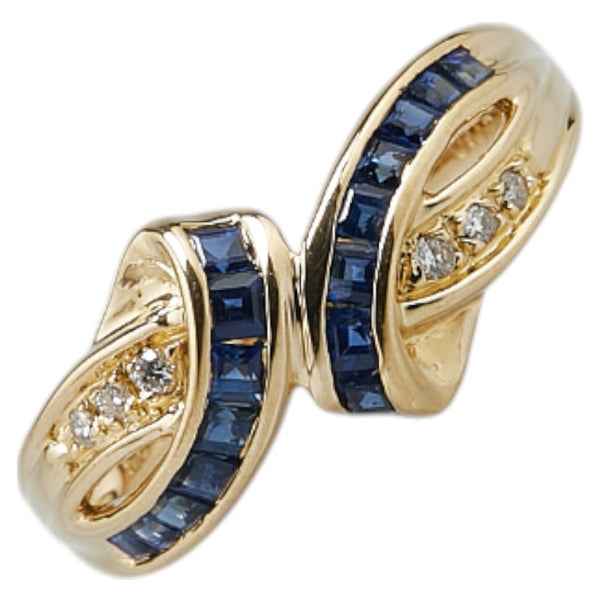 K18YG イエローゴールド サファイア0.70ct ダイヤ0.05ct リング 指輪 レディース 12号 【中古】