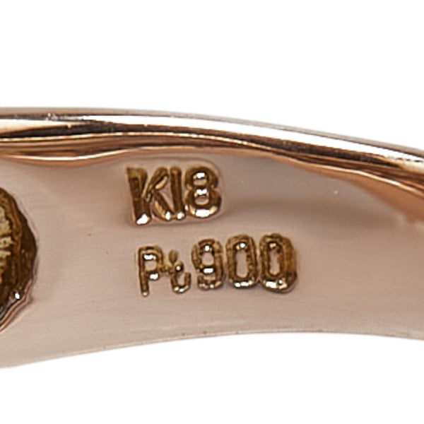 K18PG ピンクゴールド Pt900 プラチナ コンビ ダイヤ0.03ct リング 指輪 レディース 7号 【中古】