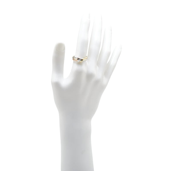 K18YG イエローゴールド K18WG ホワイトゴールド K18PG ピンクゴールド ダイヤ0.17ct スリーカラー リング 指輪 レディース 17号 【中古】