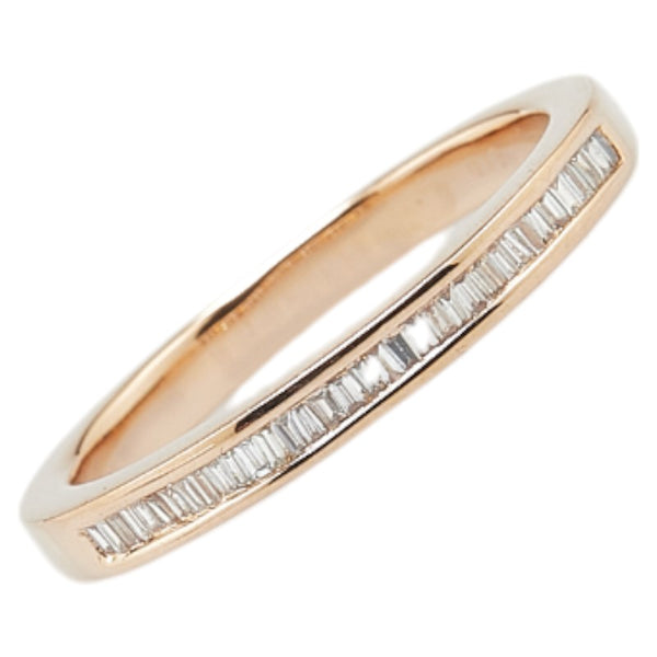 K18PG ピンクゴールド ダイヤ0.13ct ハーフエタニティ リング 指輪 レディース 16号 【中古】