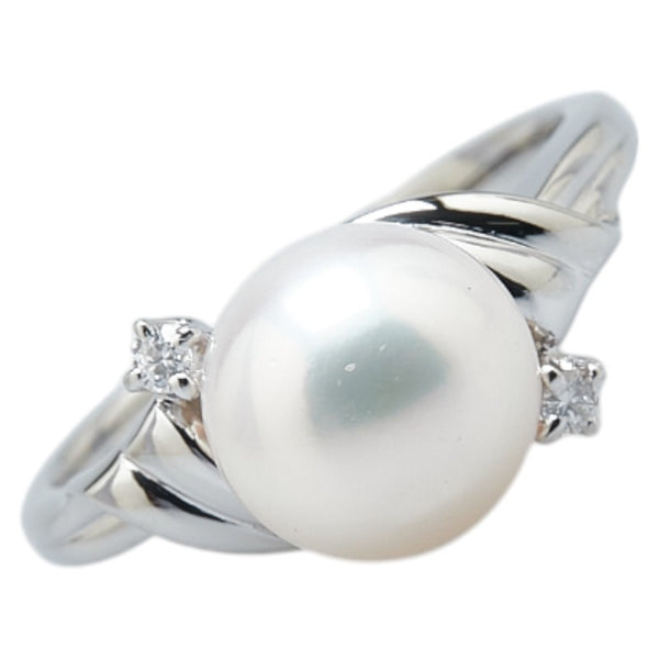 ミキモト Pt950 プラチナ アコヤパール8.3mm ダイヤ リング 指輪 レディース MIKIMOTO 9号 【中古】
