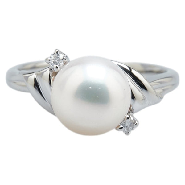 ミキモト Pt950 プラチナ アコヤパール8.3mm ダイヤ リング 指輪 レディース MIKIMOTO 9号 【中古】