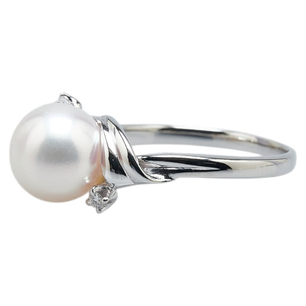 ミキモト Pt950 プラチナ アコヤパール8.3mm ダイヤ リング 指輪 レディース MIKIMOTO 9号 【中古】