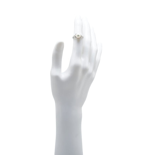 ミキモト Pt950 プラチナ アコヤパール8.3mm ダイヤ リング 指輪 レディース MIKIMOTO 9号 【中古】