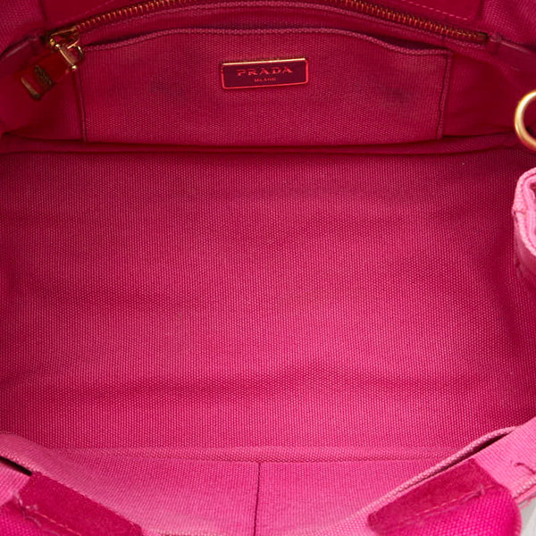 プラダ カナパ 三角ロゴプレート ハンドバッグ ショルダーバッグ 2WAY BN2642 ピンク キャンバス レディース PRADA 【中古】